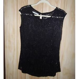 Maurices Vintage Black Scoop Neck Sleeveless Lace Top M